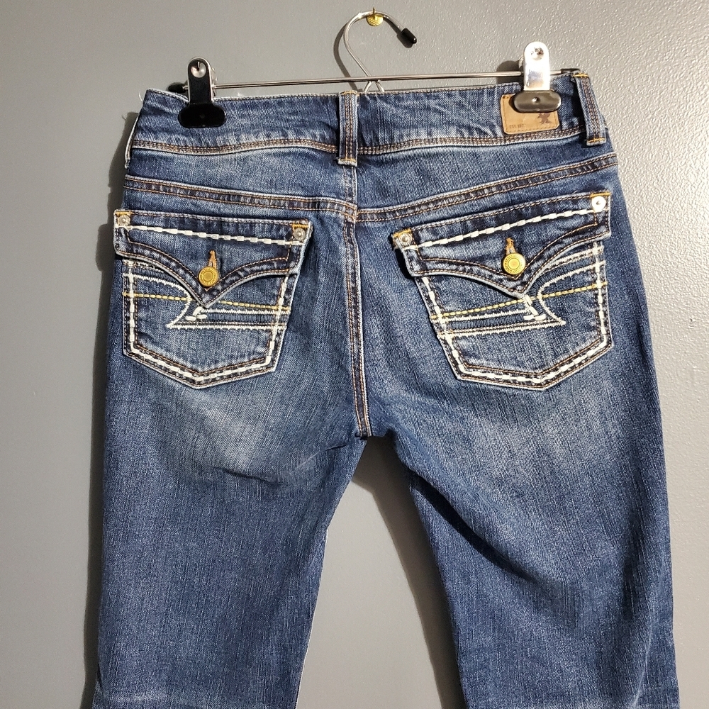 American Eagle Outfitters Womens Kick Boot Jeans Embroidered Pockets Y2K Size 2 - Picture 3 of 9